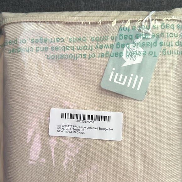 iwii Create Pro Large Underbed Storage Box Beige 39.4*16.9*7" New Dorm School - Picture 10 of 14